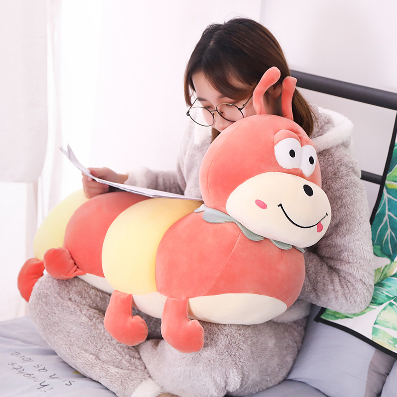 50/60/80 cm Large Soft Colorful Cartoon Carpenter Worm Plush Toy Climbing Mat Pillow Toys For Children