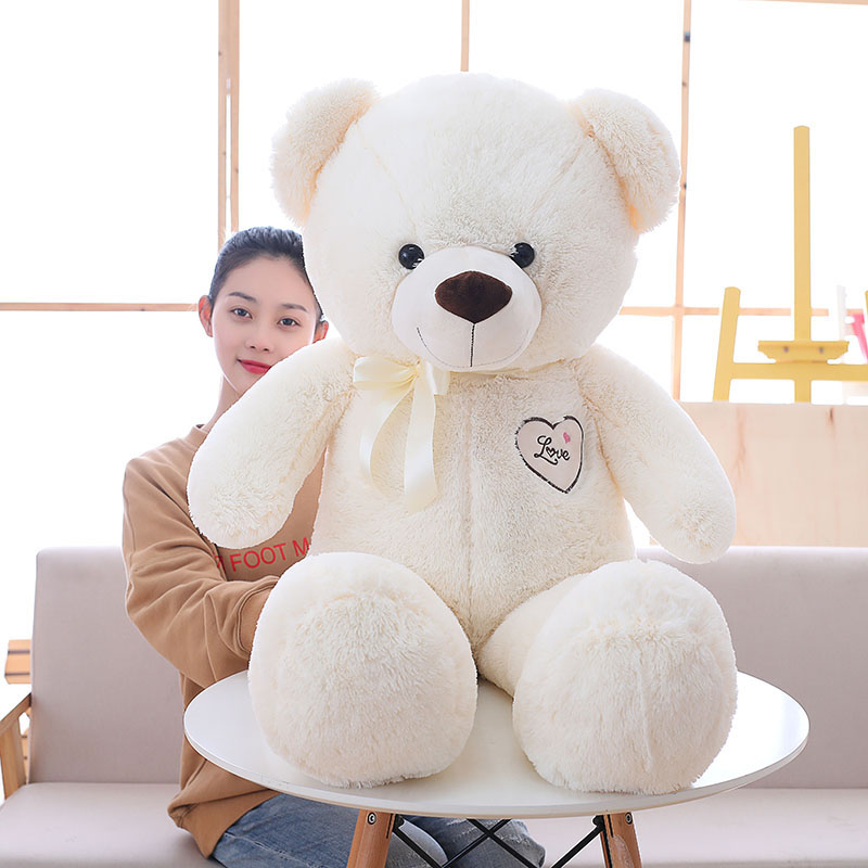 85/105 cm Big Size Soft Love Wearing Bear Plush Toys Stuffed Plush Animals Soft Bear Toy For Valentine's Day