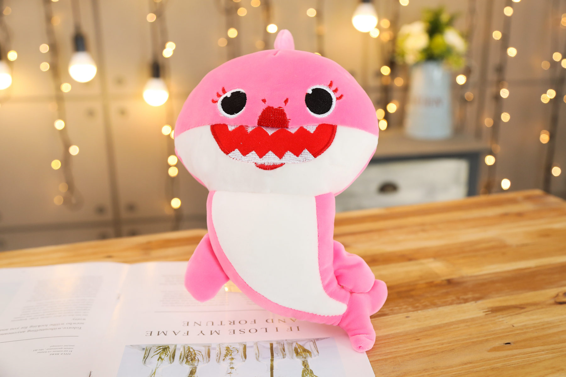 pink shark plush toy