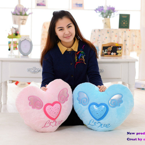 Glowing Colorful Heart LED Luminous Pillow LED Light Stuffed Projective Plush Soft Cushion Kids Toys Party Birthday Gift Home
