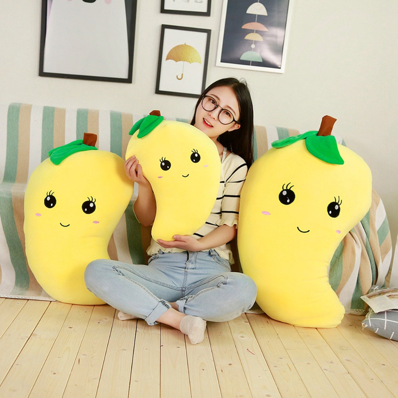 45/55/80 cm Cartoon Soft Fruit Shape Plush Toy Stuffed Fruit Mango Pillow /Cushion Plush Toys For Home Decoration Sofa &Chair
