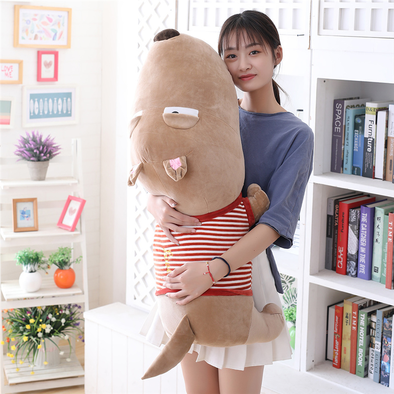 60/80/120 cm Soft Duull Dog Plush Toy Plump Body Adorable Sleepy Dog Cushion Stuffed Doll Pillow For Kids Or Lover's Gift