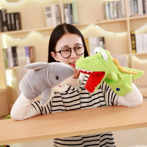 28/38 cm Stuffed Animal Crocodile VS Shark Cotton Large size Hand Puppet Plush Toy For Little Baby
