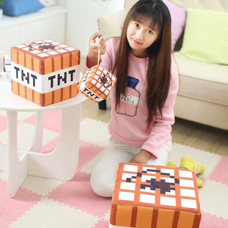 20/30/40 cm Minecraft TNT Stuffed Cartoon Game Toys Elastic Cube Pillow & Cushion Plush Toys For Children & Fans