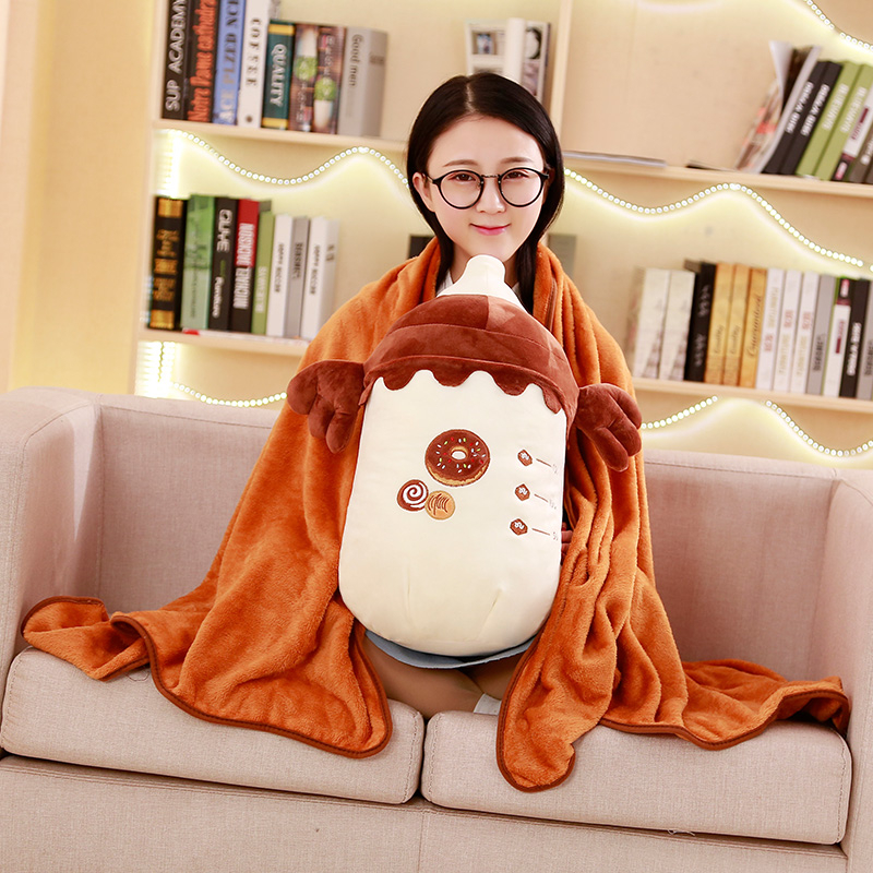 48 cm 2 in 1 Plush Feeding Bottle Pillow Soft Plush Pillow Air Conditioner Blanket Creative Toys For Children Home Decoration