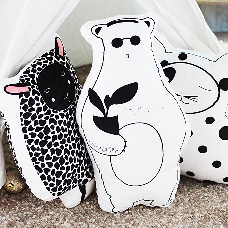 Cartoon Plush Cat Sheep Bear Double Side Printed Stuffed Animal Toy Cushion Pillow For Children Drop Shipping Available