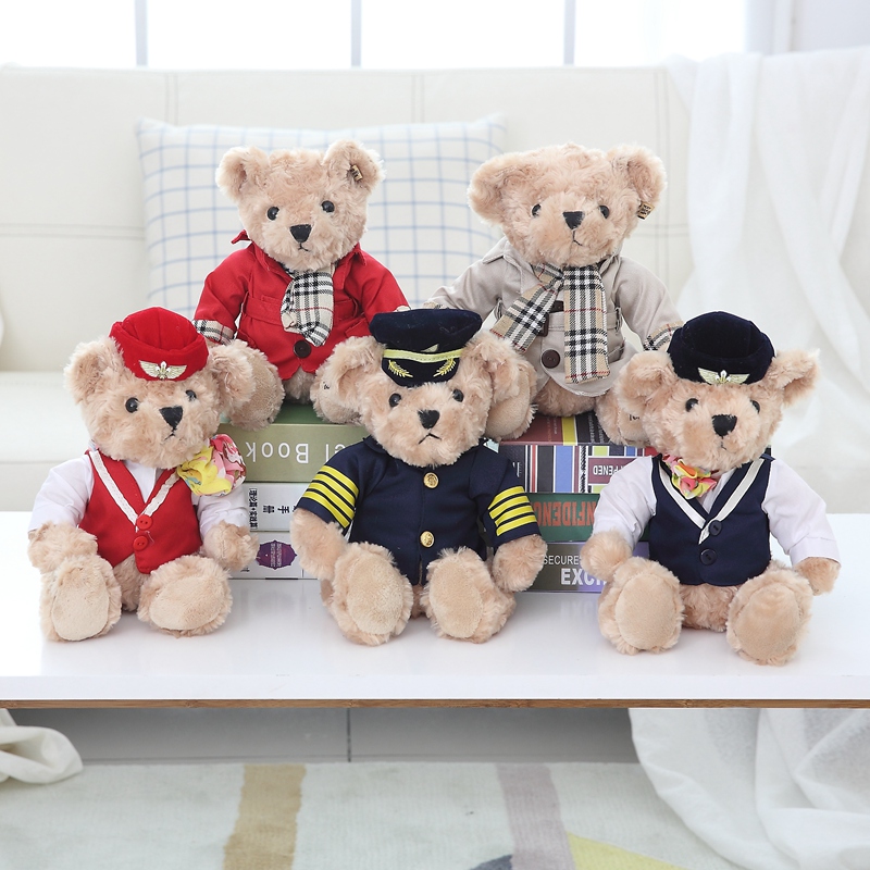 Wholesales 20Pcs A Lot 25cm Soft Teddy Bear With Uniform Plush Toy Stuffed Teddy Bears