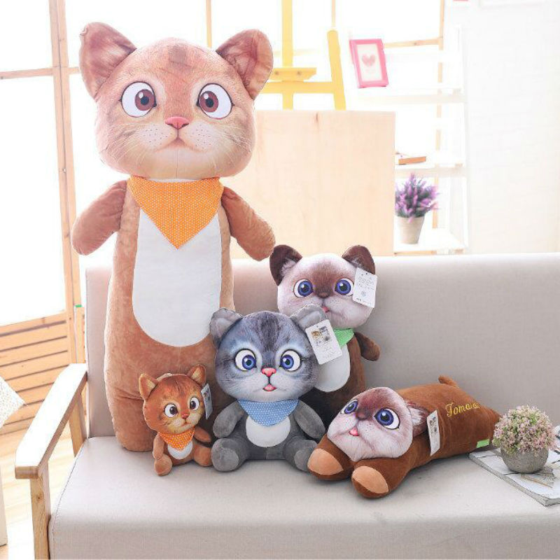 Plush Cat Toy Stuffed Animal Three Diablos Puss Cat Kitty Toy for Children's Day Gift Or Bedroom Decoration